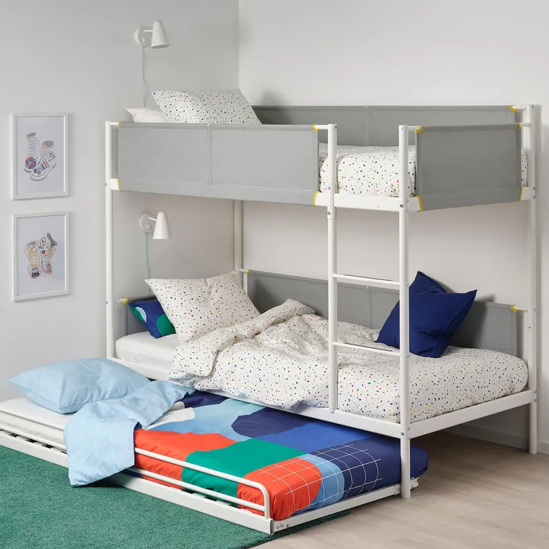 IKEA VITVAL ВІТВАЛЬ, каркас двояр ліжка з нижньою рам, білий/світло-сірий, 90x200 см 193.029.22 фото №2