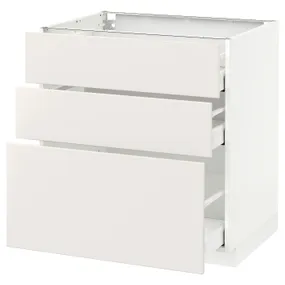 IKEA METOD МЕТОД / MAXIMERA МАКСІМЕРА, підлогова шафа з 3 шухлядами, білий / ВЕДДІНГЕ білий, 80x60 см 290.497.08 фото