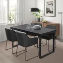 IKEA TARSELE ТАРСЕЛЕ, розкладний стіл, чорний шпон / чорний, 150 / 200x80 см 605.499.30 фото thumb №3