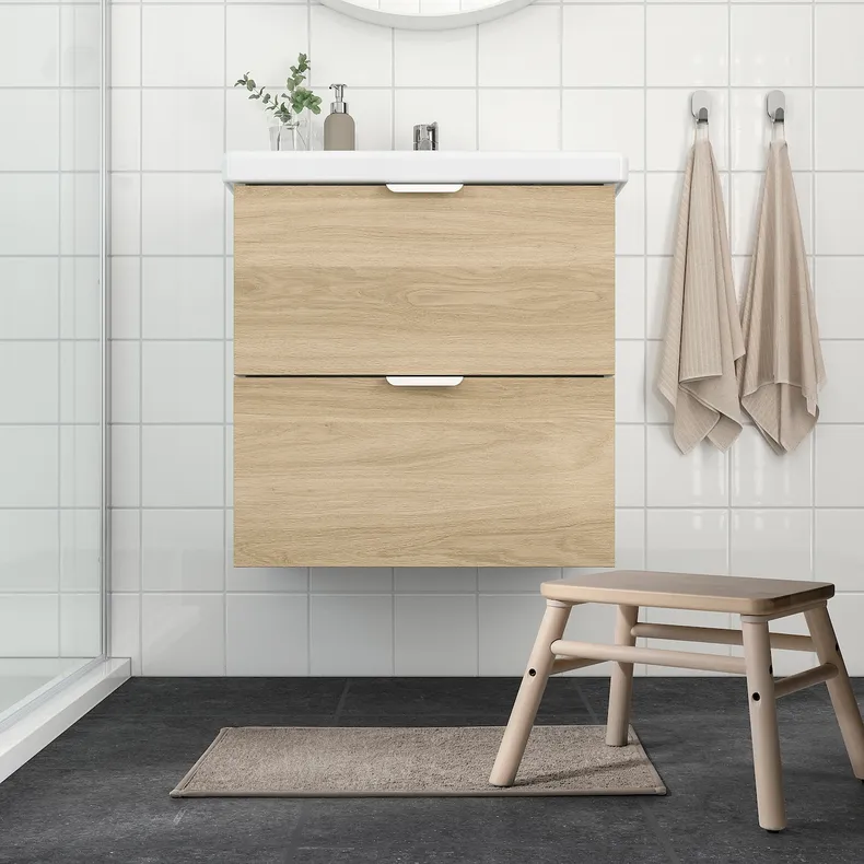 IKEA OSBYSJÖN ОСБЮШЕН, килимок для ванної кімнати, світлий сіро-бежевий, 40x60 см 305.142.01 фото №2