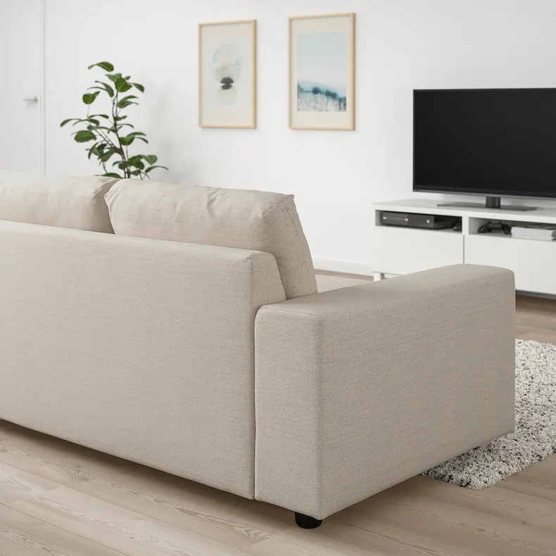IKEA VIMLE ВІМЛЕ, кутовий диван, 4-місний, з широкими підлокітниками / ГУННАРЕД бежевий 694.017.93 фото №3