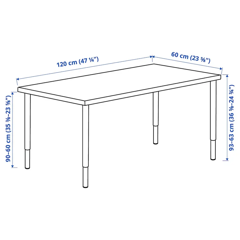 IKEA LAGKAPTEN ЛАГКАПТЕН / OLOV ОЛОВ, письмовий стіл, під білений дуб / чорний, 120x60 см 794.169.06 фото №7