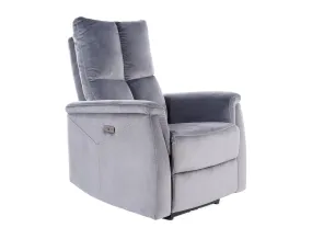 Кресло раскладное реклайнер SIGNAL Neptun Velvet, серый фото