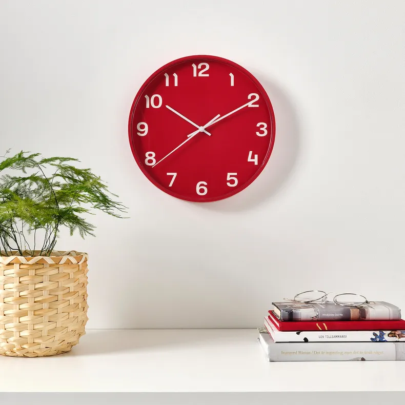 IKEA PLUTTIS ПЛУТТИС, настенные часы, низкое напряжение / красный, 28 см 305.408.51 фото №2