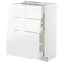 IKEA METOD МЕТОД / MAXIMERA МАКСИМЕРА, напольный шкаф с 3 ящиками, белый / Воксторп глянцевый / белый, 60x37 см 792.550.60 фото