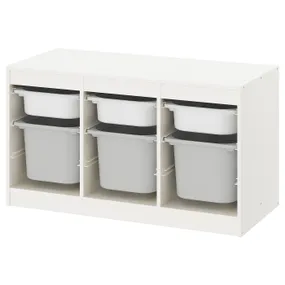 IKEA TROFAST ТРУФАСТ, комбінація для зберіган +контейнери, білий/сірий, 99x44x56 см 093.287.91 фото
