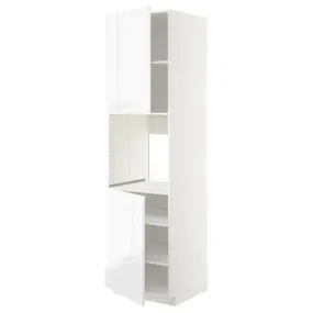 IKEA METOD МЕТОД, висока шафа для дух, 2 дверцят / пол, білий / ВОКСТОРП глянцевий / білий, 60x60x220 см 394.637.54 фото