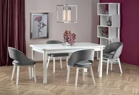 Кухонний стіл розкладний HALMAR FLORIAN 160-228x90 см, стільниця - білий, ніжки - білі фото