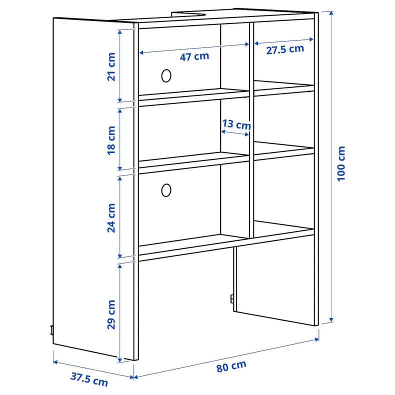 IKEA METOD МЕТОД, навесной шкаф д / встроенной вытяжки, белый, 80x37x100 см 005.476.46 фото №3
