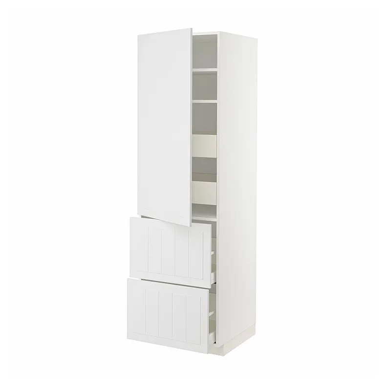 IKEA METOD МЕТОД / MAXIMERA МАКСИМЕРА, высокий шкаф+полки / 4ящ / двр / 2фасада, белый / Стенсунд белый, 60x60x200 см 394.093.47 фото №1