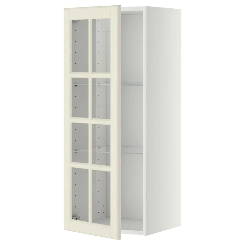 IKEA METOD МЕТОД, навісна шафа,полиці / скляні дверцята, білий / БУДБІН кремово-білий, 40x100 см 493.949.77 фото №1