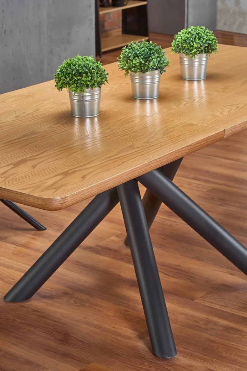 Кухонний стіл розкладний HALMAR DICKSON 150-210x90 см, стільниця - натуральний дуб, ніжки - чорний фото №10