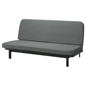 IKEA NYHAMN НІХАМН, 3-місний диван-ліжко, матрац з блоком незалежних пружин / СКАРТОФТА чорний / світло-сірий 495.169.74 фото