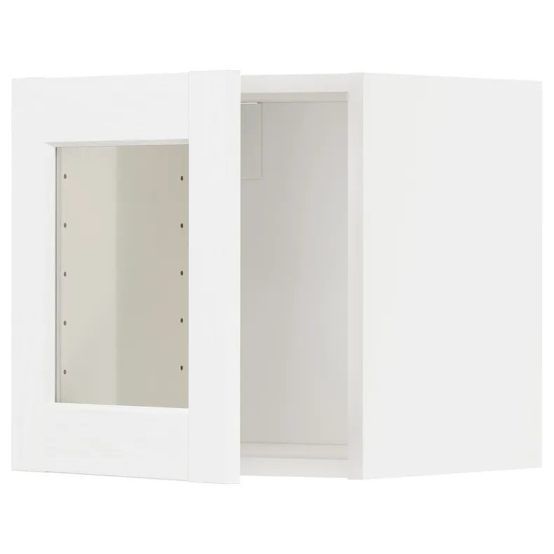 IKEA METOD МЕТОД, навесной шкаф со стеклянной дверцей, белый Энкёпинг / белая имитация дерева, 40x40 см 694.734.69 фото №1