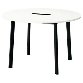 IKEA MITTZON МИТТЗОН, конференц-стол, круглый белый/черный, 120x75 см 895.304.35 фото