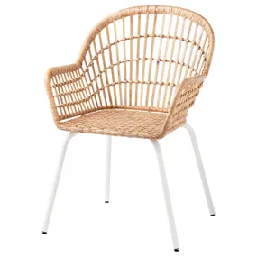 IKEA NILSOVE НІЛЬСОВЕ, стілець із підлокітниками, ротанг / білий 504.343.12 фото