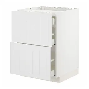IKEA METOD МЕТОД / MAXIMERA МАКСИМЕРА, шкаф д / варочной панели / 2фасада / 3ящ, белый / Стенсунд белый, 60x60 см 594.094.93 фото