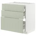 IKEA METOD МЕТОД / MAXIMERA МАКСИМЕРА, шкаф д / варочной панели / 3фасада / 3ящ, белый / светло-зеленый, 80x60 см 494.874.72 фото thumb №1