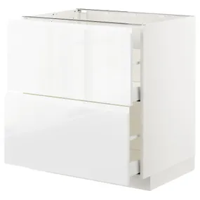 IKEA METOD МЕТОД / MAXIMERA МАКСИМЕРА, напольн шкаф 2фрнт / 2выс ящ, белый / Воксторп глянцевый / белый, 80x60 см 392.540.48 фото