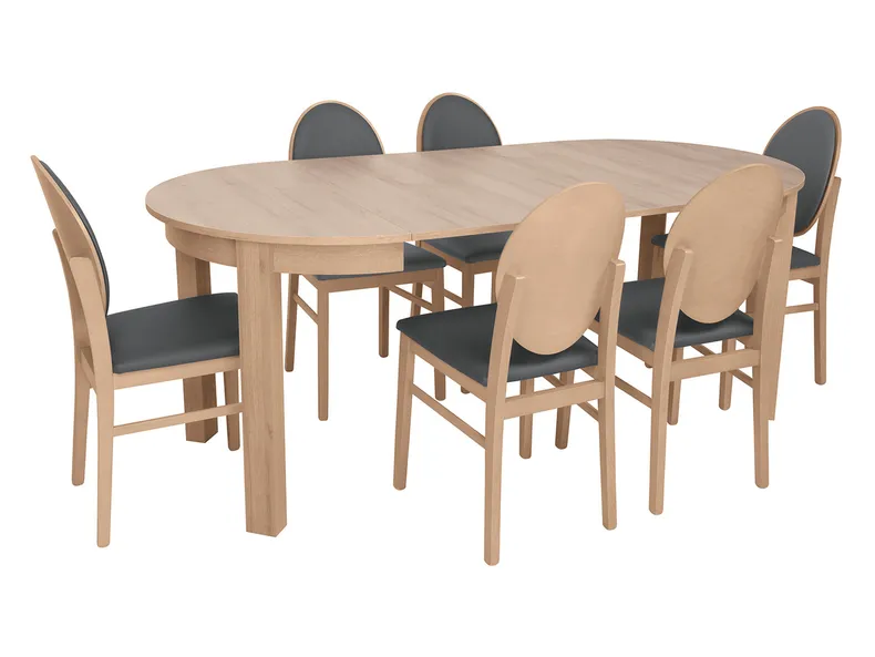 BRW Комплект: стол 95-195х95 см+ 4 стула BRW BERNARDIN, серый/дуб натуральный/дуб ривьера BERNARDIN_STO_4KRS-DRI/TX099 фото №4