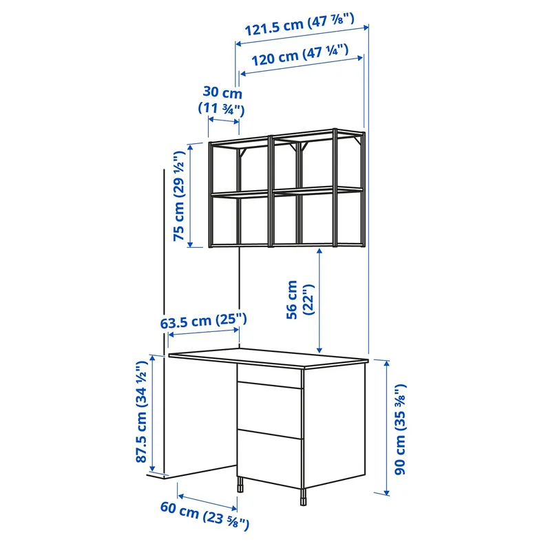 IKEA ENHET ЭНХЕТ, комбинация д / хранения, антрацит / белый, 121,5x63,5x222 см 295.480.75 фото №4