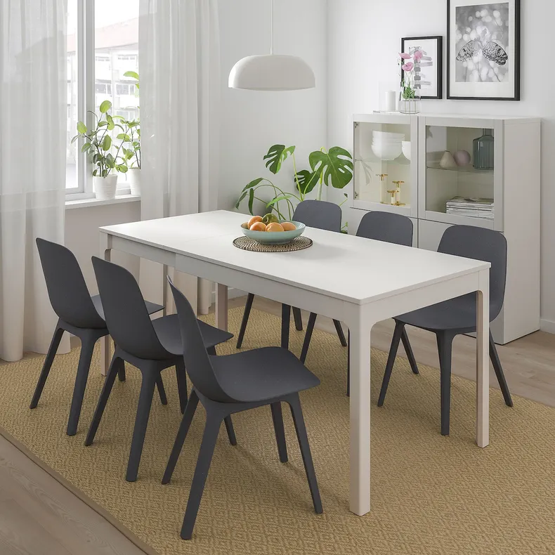 IKEA EKEDALEN ЭКЕДАЛЕН / ODGER ОДГЕР, стол и 4 стула, белый / синий, 120 / 180 см 692.213.44 фото №6