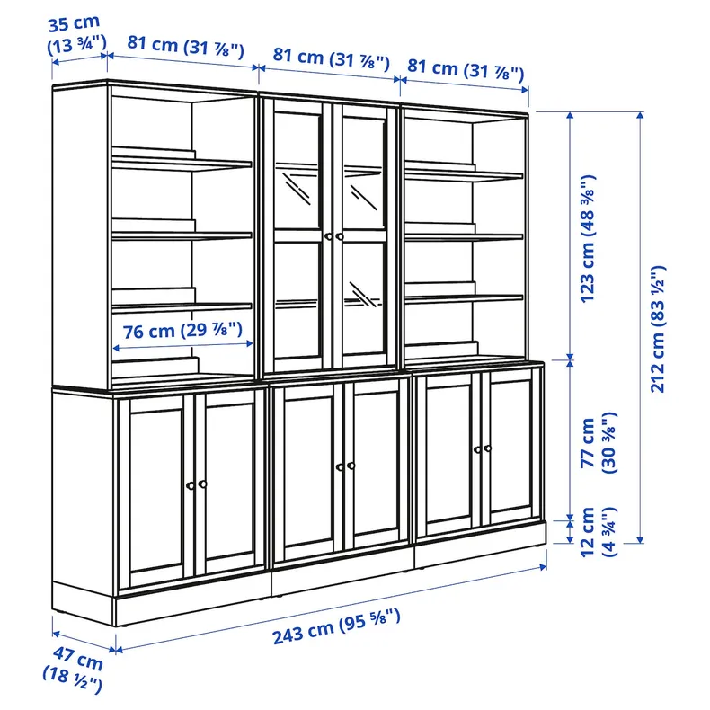 IKEA HAVSTA ХАВСТА, комбін д / зберіг зі склян дверцятами, білий, 243x47x212 см 495.348.93 фото №4