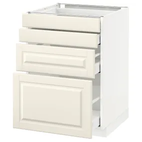IKEA METOD МЕТОД / MAXIMERA МАКСИМЕРА, напольн шкаф 4 фронт панели / 4 ящика, белый / бодбинские сливки, 60x60 см 390.499.15 фото