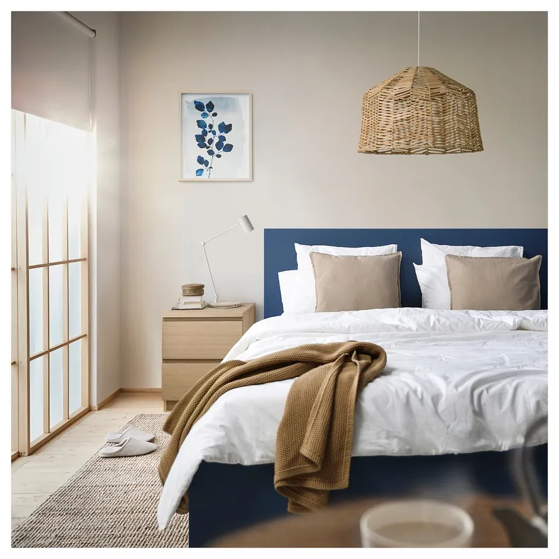 IKEA MALM МАЛЬМ, каркас ліжка, високий, синій, 140x200 см 095.599.89 фото №5