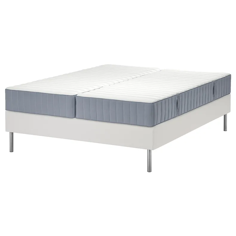 IKEA LYNGÖR ЛЮНГЕР, диван-ліжко, Валевог твердий / середньо-твердий / світло-блакитний білий, 180x200 см 595.524.62 фото №1