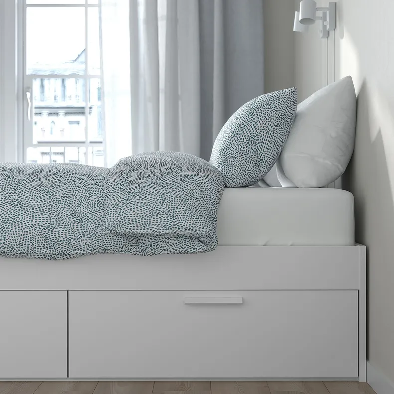 IKEA BRIMNES БРИМНЭС, каркас кровати с ящиками, белый / Лурой, 140x200 см 299.029.33 фото №6