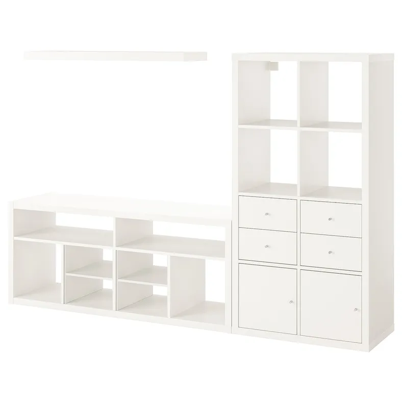 IKEA KALLAX КАЛЛАКС / LACK ЛАКК, комбінація шаф для телевізора, білий, 224x39x147 см 095.521.72 фото №1