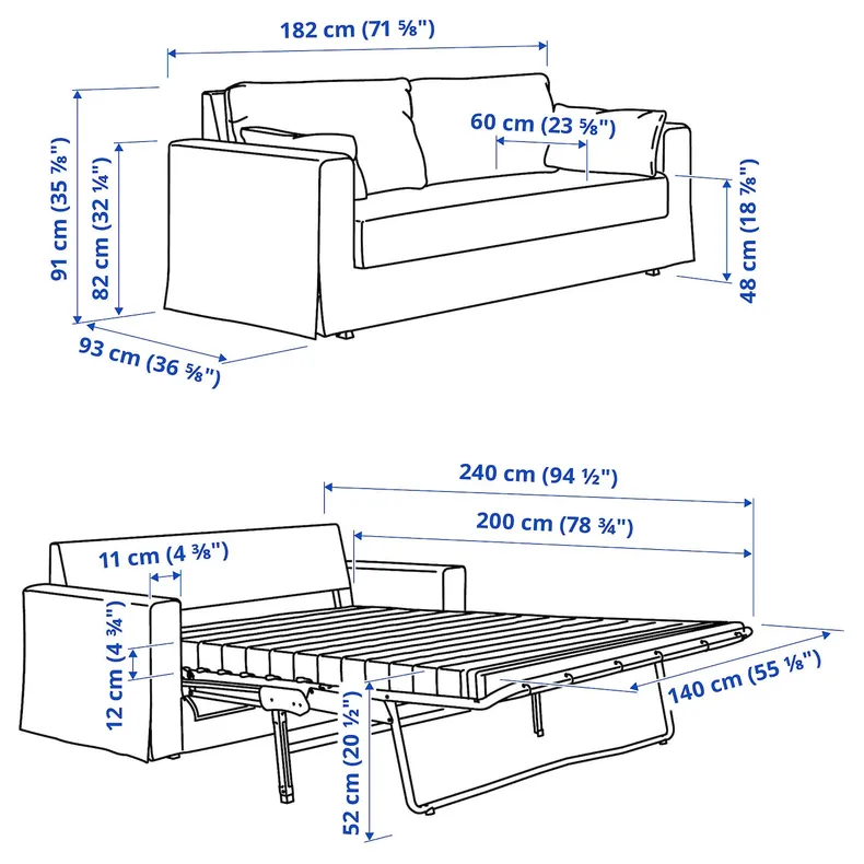 IKEA HYLTARP ХЮЛЬТАРП, 2-місний диван-ліжко, Гранулят натуральний 294.896.03 фото №8