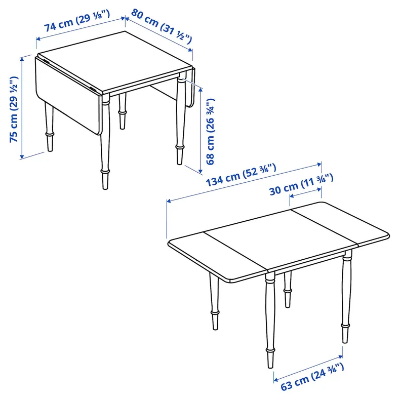 IKEA DANDERYD ДАНДЕРЮД / DANDERYD ДАНДЕРЮД, стіл+2 стільці, дуб okl білий / віссл сірий, 74 / 134x80 см 394.839.31 фото №6