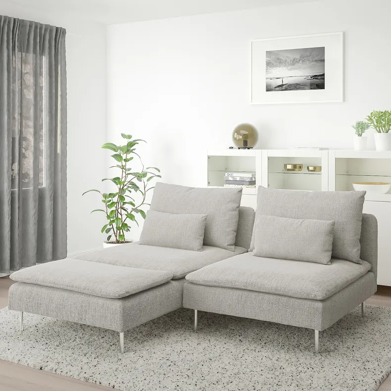 IKEA SÖDERHAMN СЕДЕРХАМН, 2-місний диван, з шезлонгом / віолончеллю бежевий / коричневий 293.057.60 фото №2