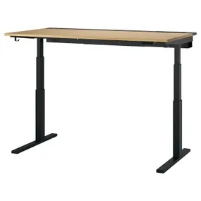 IKEA MITTZON МІТТЗОН, стіл регульований, електричний okl дуб/чорний, 160x80 см 295.302.35 фото