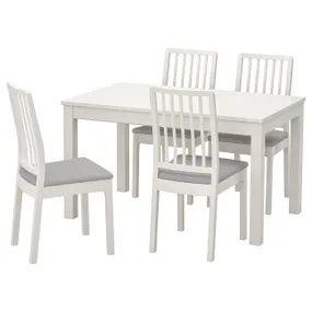 IKEA LANEBERG ЛАНЕБЕРГ / EKEDALEN ЕКЕДАЛЕН, стіл+4 стільці, білий/білий світло-сірий, 130/190x80 см 893.047.91 фото