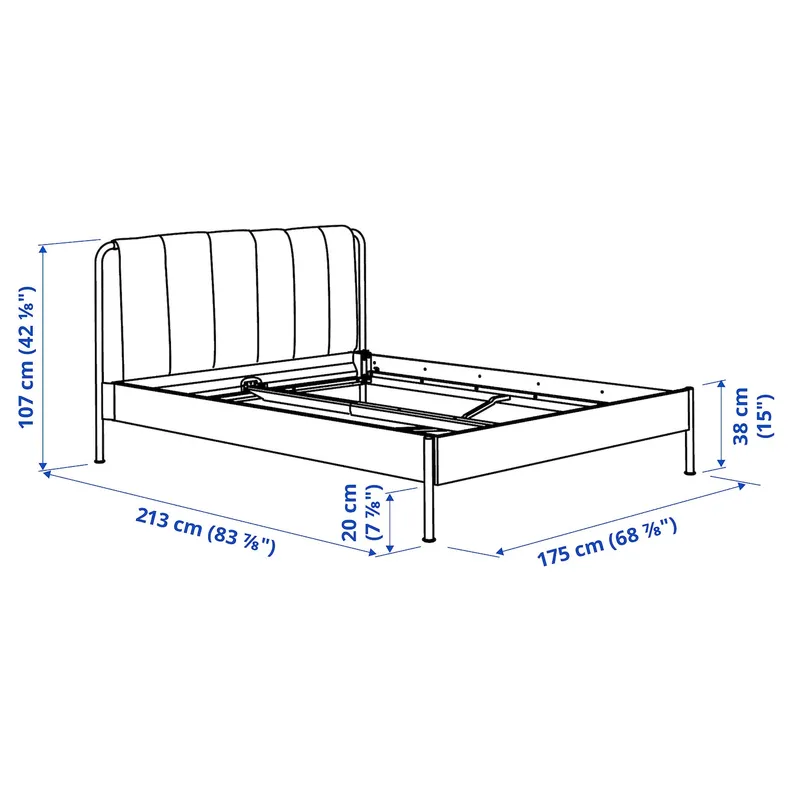 IKEA TÄLLÅSEN ТЭЛЛОСЕН, каркас кровати с обивкой с матрасом 595.367.97 фото №13