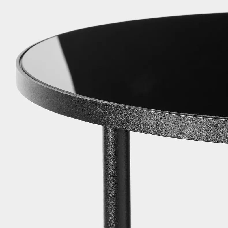 IKEA ÄSPERÖD ЭСПЕРЁД, придиванный столик, черный / стекло черное, 45 см 104.621.80 фото №5