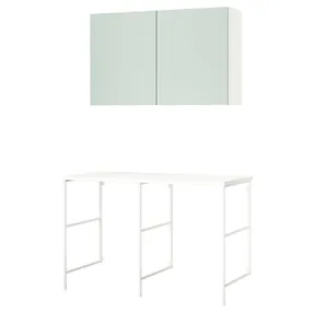 IKEA ENHET ЕНХЕТ, шафа, білий/блідо-сіро-зелений, 139x63.5x90.5 см 495.481.21 фото