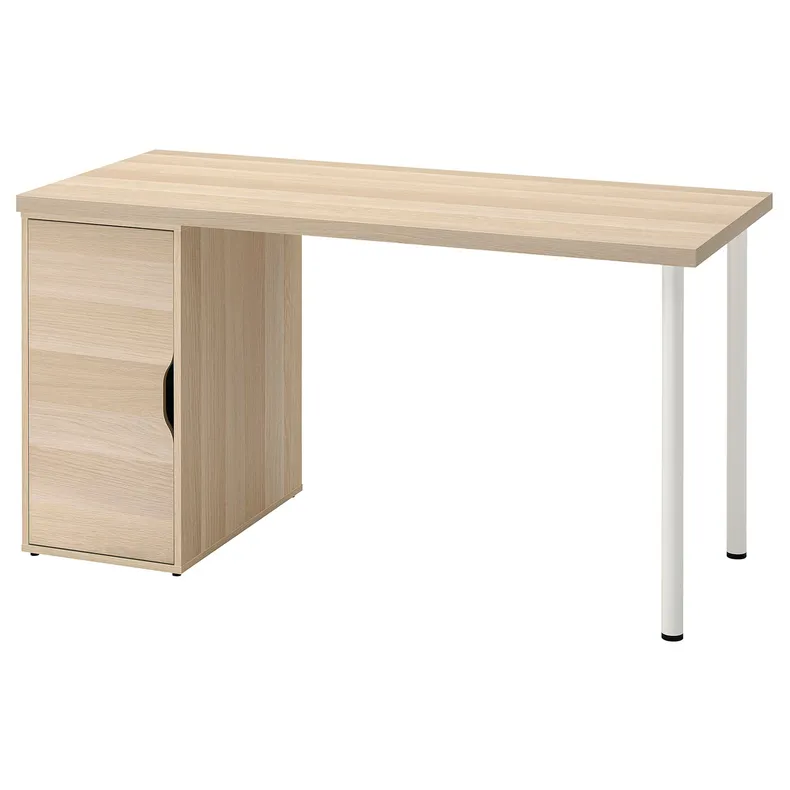 IKEA LAGKAPTEN ЛАГКАПТЕН / ALEX АЛЕКС, письмовий стіл, біла пляма / імітація. дуб білий, 140x60 см 595.216.11 фото №1