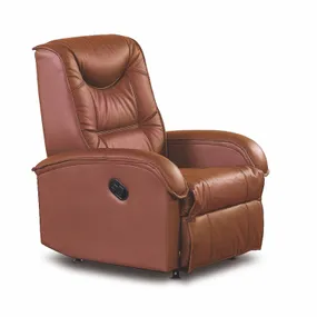 Крісло реклайнер HALMAR JEFF, коричневий, екошкіра фото