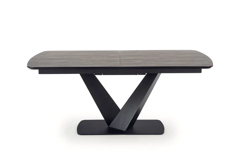 Обеденный стол раскладной HALMAR VINSTON 180-230x95 см, столешница - темно серая/черная, ножки - черные фото №1