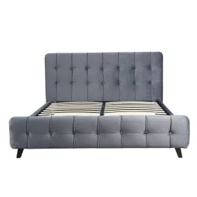 Кровать двуспальная бархатная MEBEL ELITE LINO Velvet, 160x200 см, Серый фото