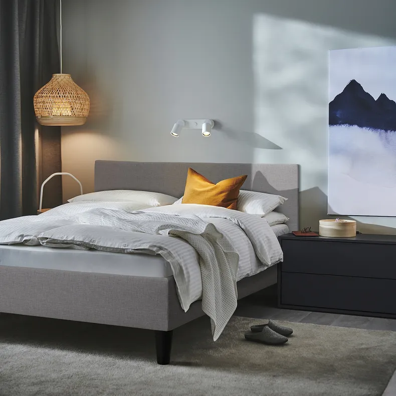 IKEA FALUDDEN ФАЛУДДЕН, каркас кровати с обивкой, серый, 160x200 см 805.635.00 фото №5