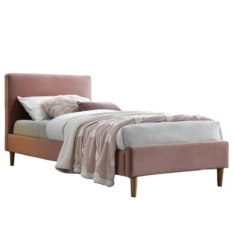 Кровать односпальная бархатная SIGNAL ACOMA Velvet, Bluvel 52 - античный розовый, 90x200 см фото №1