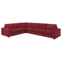 IKEA VIMLE ВИМЛЕ, 5-местный угловой диван, с широкими подлокотниками/Lejde красный/коричневый 194.367.33 фото thumb №1
