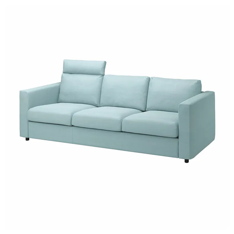 IKEA VIMLE ВІМЛЕ, 3-місний диван, з узголів'ям / САКСЕМАРА світло-синій 493.990.55 фото №1