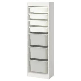 IKEA TROFAST, стійка для сміття, білий білий/сірий, 46x30x145 см 895.754.57 фото