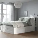 IKEA BRIMNES БРИМНЭС, каркас кровати с изголовьем, белый / Лейрсунд, 180x200 см 591.574.71 фото thumb №2